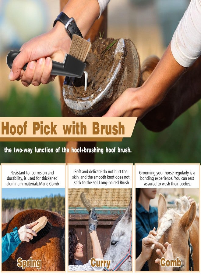 Abbylike 12 Pieces Horse Grooming Kit Racing Festival Tack Room Supplies Horse Brush Sets Equine Care Cleaning Kit Shedding Grooming Massaging Tools(Dark Gray) - Image 5